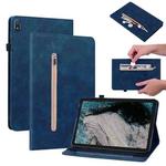 For Nokia T20 10.4 2021 Skin Feel Solid Color Zipper Leather Tablet Case(Blue)