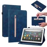 For Amazon Kindle Fire HD 8 Skin Feel Solid Color Zipper Leather Tablet Case(Blue)