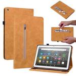 For Amazon Kindle Fire HD 8 Skin Feel Solid Color Zipper Leather Tablet Case(Yellow)