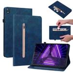 For Lenovo Tab K10 Skin Feel Solid Color Zipper Leather Tablet Case(Blue)