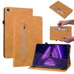 For Lenovo Tab M10 Plus 10.3 Skin Feel Solid Color Zipper Leather Tablet Case(Yellow)