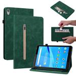 For Lenovo Tab M8 HD TB-8505F Skin Feel Solid Color Zipper Leather Tablet Case(Green)