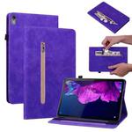 For Lenovo Tab P11 TB-J606F Skin Feel Solid Color Zipper Leather Tablet Case(Purple)