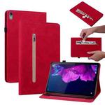 For Lenovo Tab P11 TB-J606F Skin Feel Solid Color Zipper Leather Tablet Case(Red)