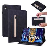 For Lenovo Legion Y700 TB-9707F Skin Feel Solid Color Zipper Leather Tablet Case(Black)