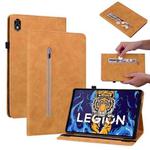 For Lenovo Legion Y700 TB-9707F Skin Feel Solid Color Zipper Leather Tablet Case(Yellow)