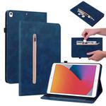 Skin Feel Solid Color Zipper Smart Leather Tablet Case For iPad 10.2 2021 / 2020 / 2019 / Air 10.5 2019(Blue)