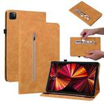 For iPad Pro 11 2022 / 2021 / 2020 / 2018 Skin Feel Solid Color Zipper Smart Leather Tablet Case(Yellow)