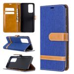 For Huawei P40 Color Matching Denim Texture Horizontal Flip Leather Case with Holder & Card Slots & Wallet & Lanyard(Royal Blue)