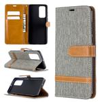 For Huawei P40 Color Matching Denim Texture Horizontal Flip Leather Case with Holder & Card Slots & Wallet & Lanyard(Grey)