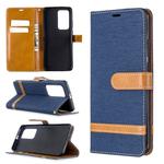 For Huawei P40 Pro Color Matching Denim Texture Horizontal Flip Leather Case with Holder & Card Slots & Wallet & Lanyard(Dark Blue)