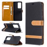 For Huawei P40 Pro Color Matching Denim Texture Horizontal Flip Leather Case with Holder & Card Slots & Wallet & Lanyard(Black)