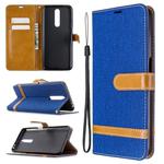 For Xiaomi Redmi K30 Color Matching Denim Texture Horizontal Flip Leather Case with Holder & Card Slots & Wallet & Lanyard(Royal Blue)