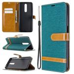 For Xiaomi Redmi K30 Color Matching Denim Texture Horizontal Flip Leather Case with Holder & Card Slots & Wallet & Lanyard(Green)