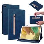 For Samsung Galaxy Tab A7 Lite T220 Skin Feel Solid Color Zipper Leather Tablet Case(Blue)