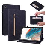 For Samsung Galaxy Tab А8 10.5 SM-X200 Skin Feel Solid Color Zipper Leather Tablet Case(Black)