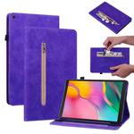 For Samsung Galaxy Tab A 10.1 2019 T510 Skin Feel Solid Color Zipper Leather Tablet Case(Purple)