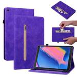 For Samsung Tab A 8.0 2019 8.0 T290 Skin Feel Solid Color Zipper Leather Tablet Case(Purple)