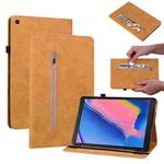 For Samsung Tab A 8.0 2019 8.0 T290 Skin Feel Solid Color Zipper Leather Tablet Case(Yellow)