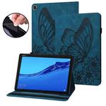 For Huawei MediaPad M5 Lite 10.1 Big Butterfly Embossed Leather Tablet Case(Blue)