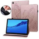 For Huawei MediaPad M5 Lite 10.1 Big Butterfly Embossed Leather Tablet Case(Rose Gold)