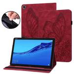 For Huawei MediaPad M5 Lite 10.1 Big Butterfly Embossed Leather Tablet Case(Red)
