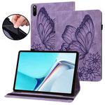 For Huawei MatePad 11 2021 Big Butterfly Embossed Leather Tablet Case(Purple)
