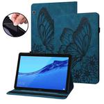 For Huawei MediaPad T3 10 Big Butterfly Embossed Leather Tablet Case(Blue)