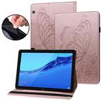 For Huawei MediaPad T5 Big Butterfly Embossed Leather Tablet Case(Rose Gold)