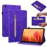 For Samsung Galaxy Tab A7 10.4 2020 SM-T500 Skin Feel Solid Color Zipper Smart Leather Tablet Case(Purple)