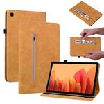 For Samsung Galaxy Tab A7 10.4 2020 SM-T500 Skin Feel Solid Color Zipper Smart Leather Tablet Case(Yellow)