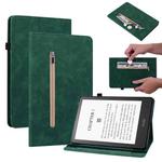 For Amazon Kindle Paperwhite 5 2021 Skin Feel Solid Color Zipper Smart Leather Tablet Case(Green)