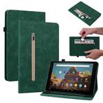 For Amazon Kindle HD 10 2019 / 2017 Skin Feel Solid Color Zipper Smart Leather Tablet Case(Green)