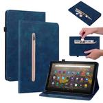 For Amazon Kindle HD 8 2020 Skin Feel Solid Color Zipper Smart Leather Tablet Case(Blue)