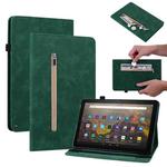 For Amazon Kindle HD 8 2020 Skin Feel Solid Color Zipper Smart Leather Tablet Case(Green)