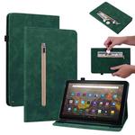 For Amazon Kindle HD 10 2021 / HD 10 Plus 2021 Skin Feel Solid Color Zipper Smart Leather Tablet Case(Green)