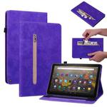 For Amazon Kindle HD 10 2021 / HD 10 Plus 2021 Skin Feel Solid Color Zipper Smart Leather Tablet Case(Purple)