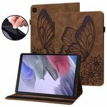 For Samsung Galaxy Tab A7 Lite T220/T225 Big Butterfly Embossed Leather Tablet Case(Brown)