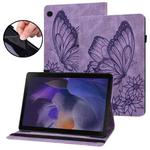 For Samsung Galaxy Tab A8 Big Butterfly Embossed Leather Tablet Case(Purple)