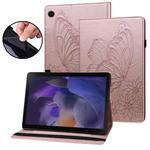For Samsung Galaxy Tab A8 Big Butterfly Embossed Leather Tablet Case(Rose Gold)