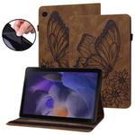 For Samsung Galaxy Tab A8 Big Butterfly Embossed Leather Tablet Case(Brown)