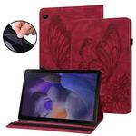 For Samsung Galaxy Tab A8 Big Butterfly Embossed Leather Tablet Case(Red)