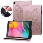 For Samsung Galaxy Tab A 8.0 2019 T290/T295 Big Butterfly Embossed Leather Tablet Case(Rose Gold)