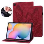 For Samsung Galaxy Tab S6 Lite P610 Big Butterfly Embossed Smart Leather Tablet Case(Red)