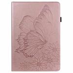 For Lenovo Tab M10 Plus 10.6 3rd Gen 2022 Big Butterfly Embossed Leather Tablet Case(Rose Gold)