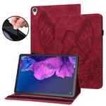 For Lenovo Tab P11 Big Butterfly Embossed Leather Tablet Case(Red)