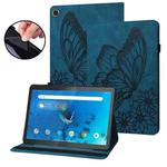 For Lenovo Tab M10 HD 2nd Gen Big Butterfly Embossed Leather Tablet Case(Blue)