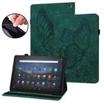 For Amazon Kindle Fire HD 10 / 10 Plus 2021 Big Butterfly Embossed Leather Tablet Case(Green)