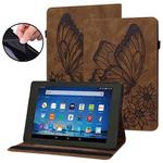 For Amazon Kindle Fire HD 8 2020 / 8 Plus Big Butterfly Embossed Smart Leather Tablet Case(Brown)
