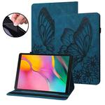 For Amazon Kindle Paperwhite 5 Big Butterfly Embossed Smart Leather Tablet Case(Blue)